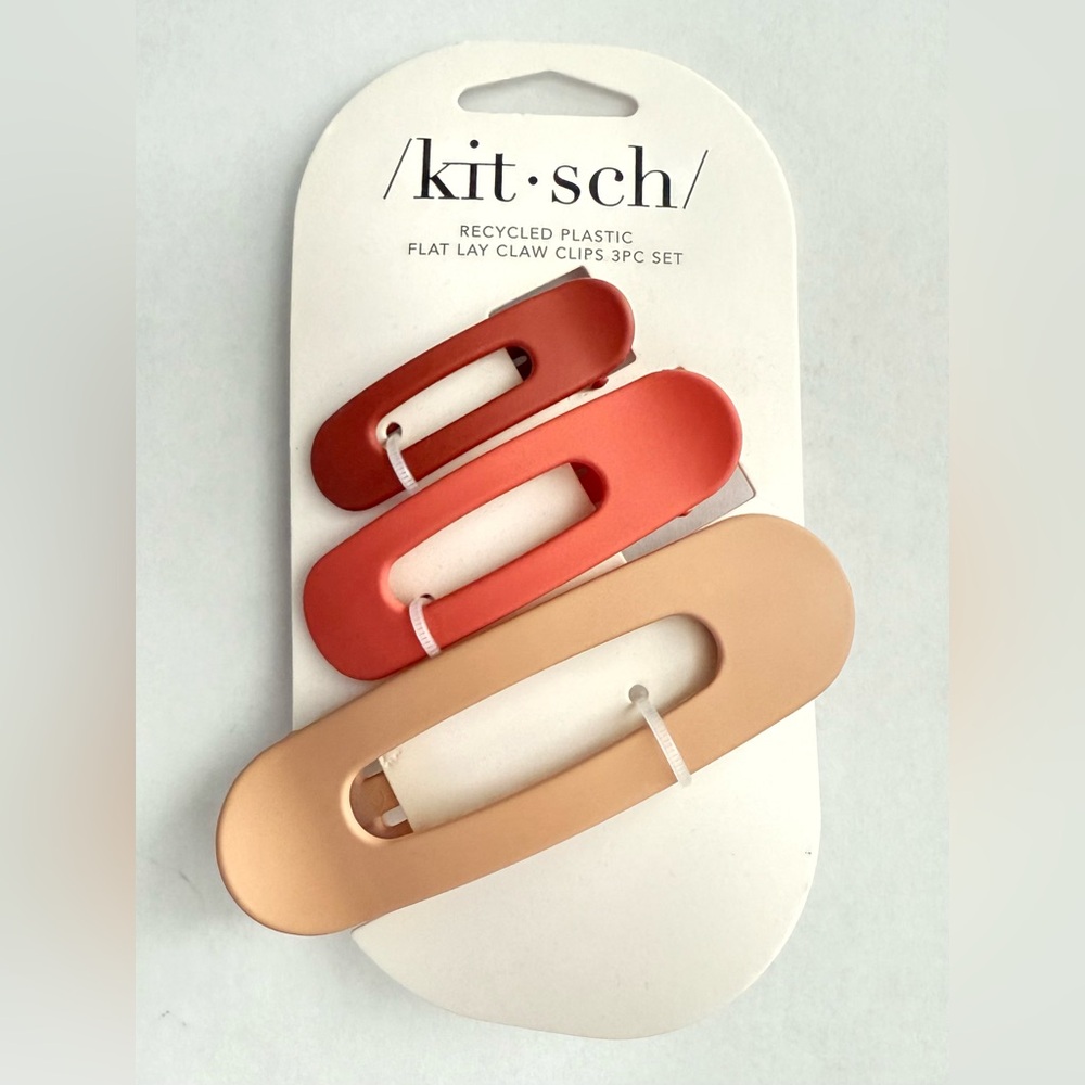 Kitsch Flat Lay Claw Clips - Bold Red, Vibrant Orange, Soft Tan